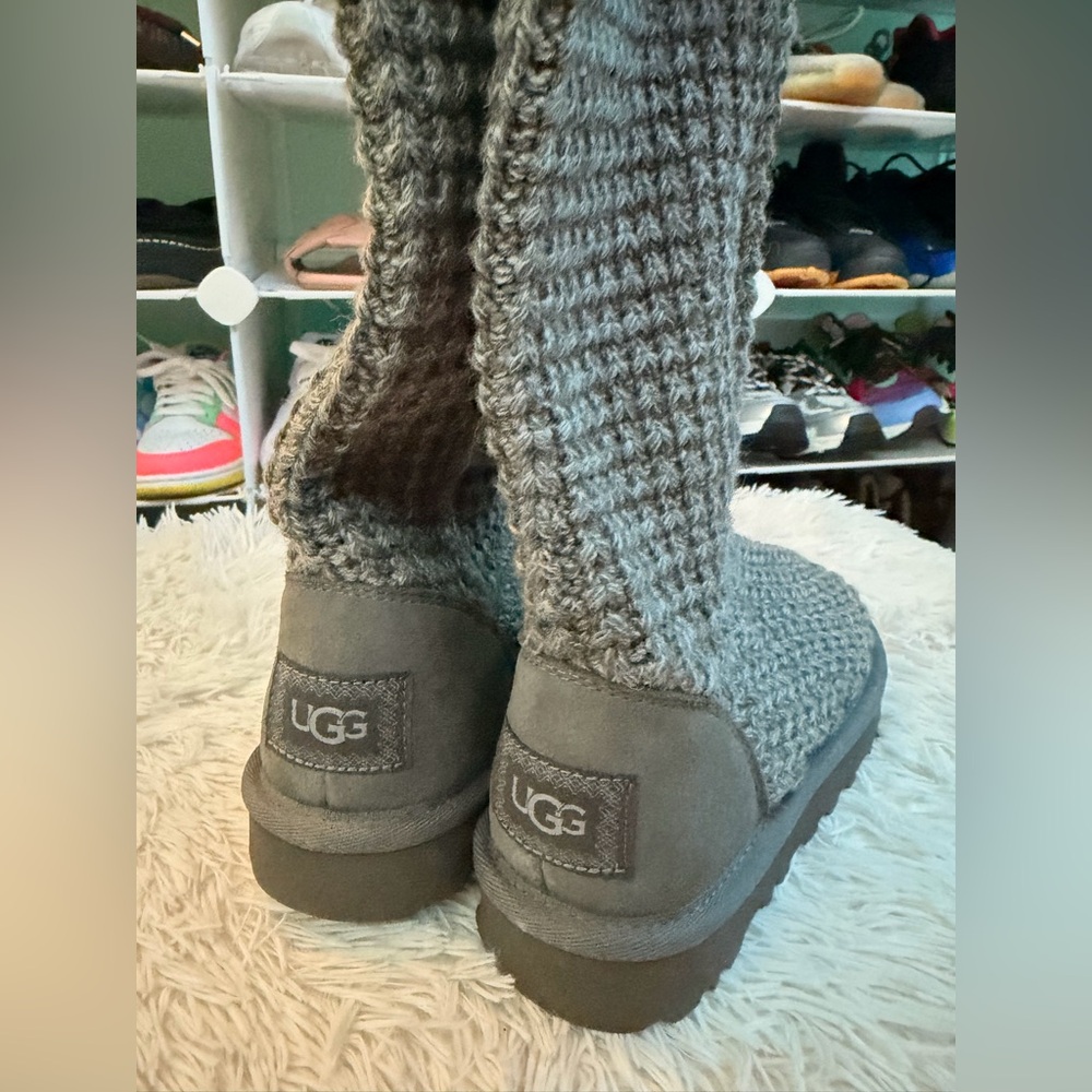 UGG Charcoal Solene Knit Tall Boots NWOT no box size 5